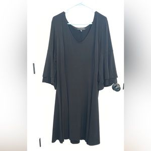 Lane Bryant black ruffled sleeved v neck event dress